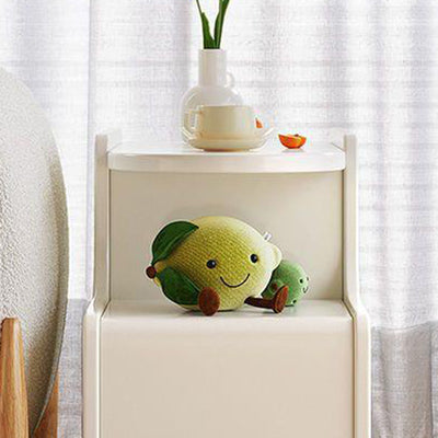 Contemporary Nordic Cream Removable Rectangular Artificial Panel Rock Slab Side Table 1-Drawer For Living Room