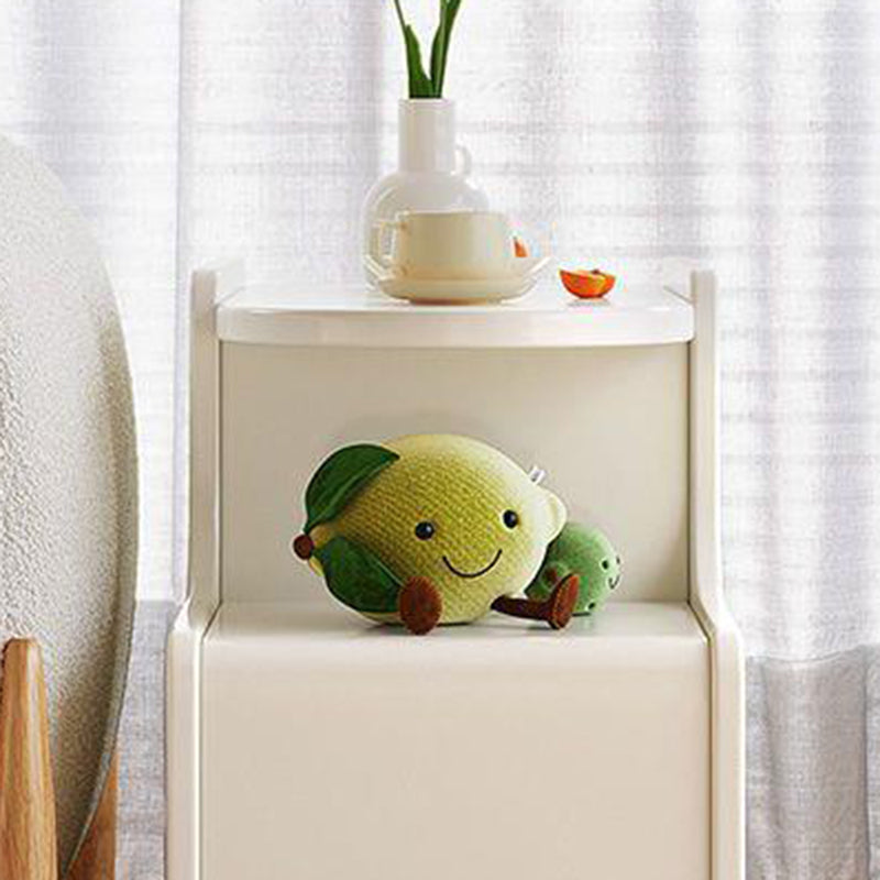 Contemporary Nordic Cream Removable Rectangular Artificial Panel Rock Slab Side Table 1-Drawer For Living Room