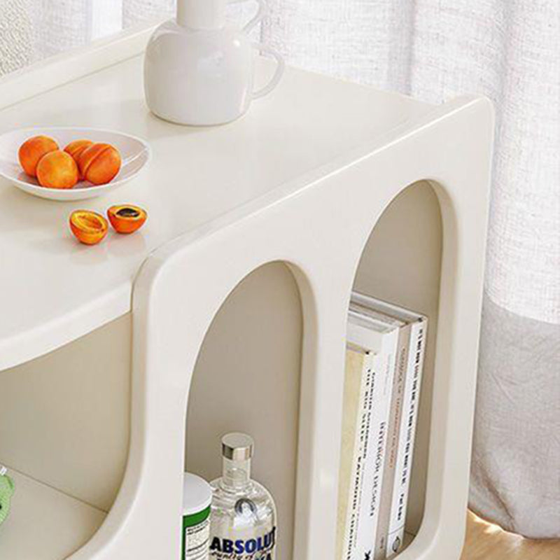 Contemporary Nordic Cream Removable Rectangular Artificial Panel Rock Slab Side Table 1-Drawer For Living Room
