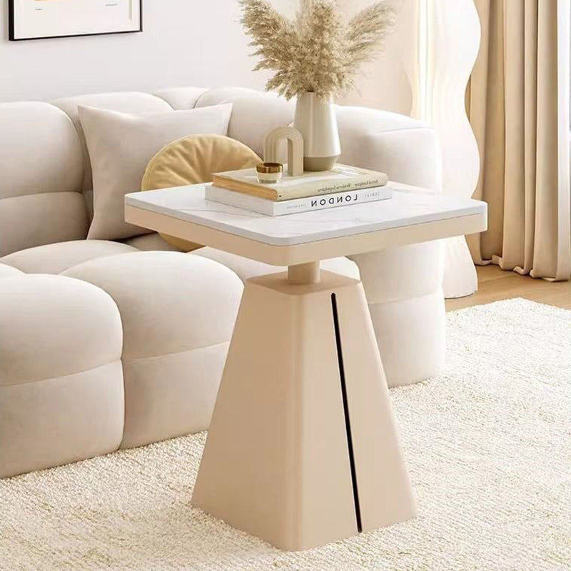 Modern Minimalist Square Cone Iron Rock Slab Side Table For Living Room