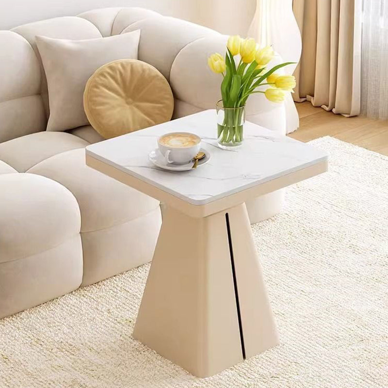 Modern Minimalist Square Cone Iron Rock Slab Side Table For Living Room