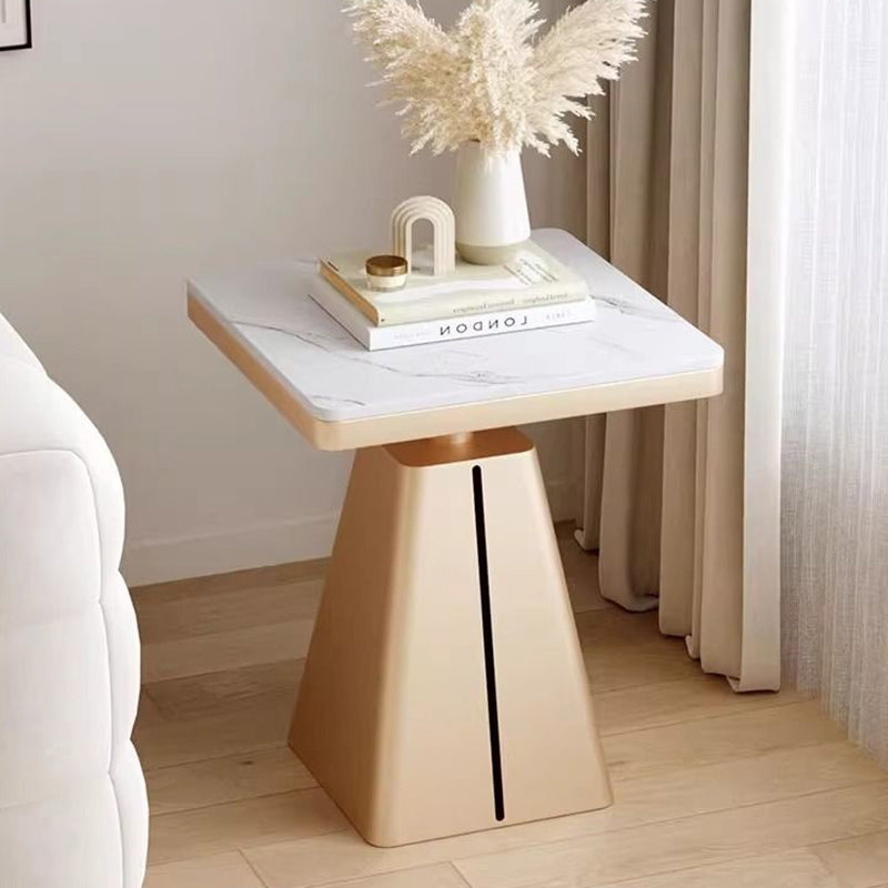 Modern Minimalist Square Cone Iron Rock Slab Side Table For Living Room