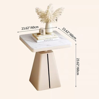Modern Minimalist Square Cone Iron Rock Slab Side Table For Living Room