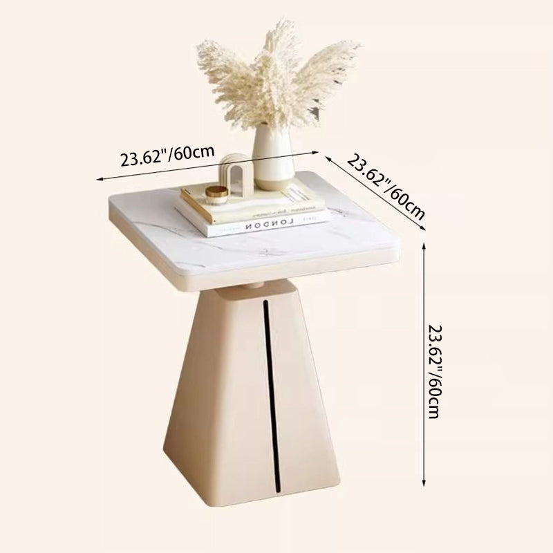 Modern Minimalist Square Cone Iron Rock Slab Side Table For Living Room