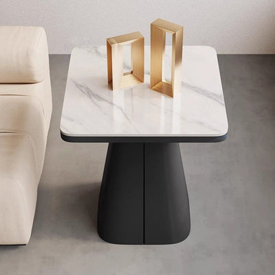 Modern Minimalist Square Cone Iron Rock Slab Side Table For Living Room