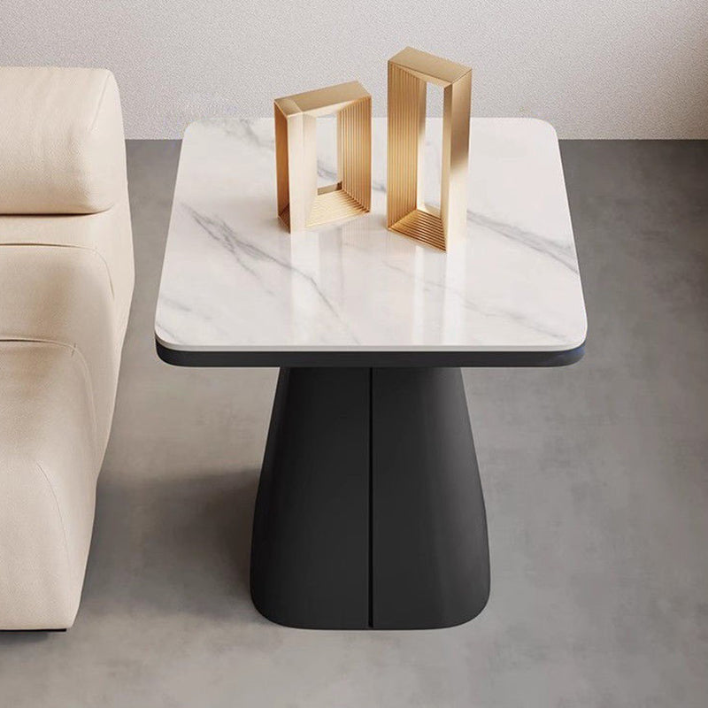 Modern Minimalist Square Cone Iron Rock Slab Side Table For Living Room