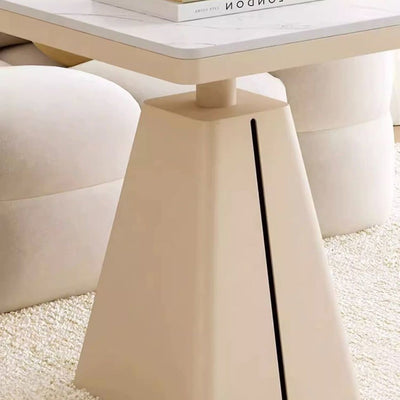 Modern Minimalist Square Cone Iron Rock Slab Side Table For Living Room