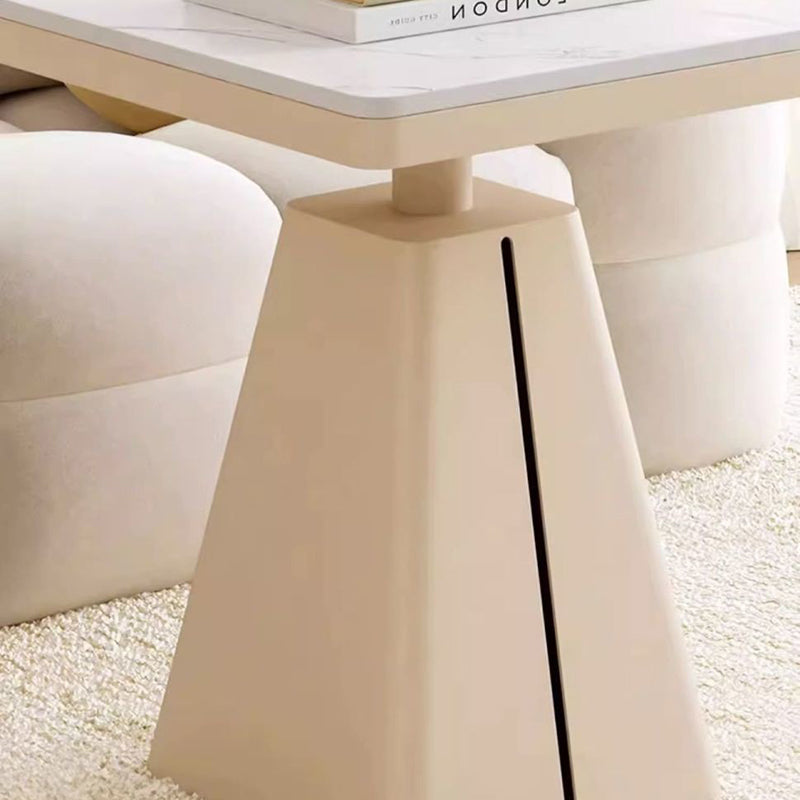 Modern Minimalist Square Cone Iron Rock Slab Side Table For Living Room