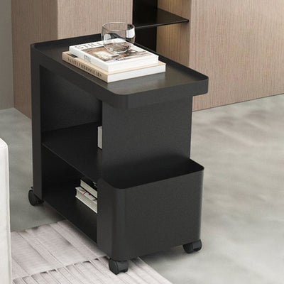 Modern Minimalist Removable Rectangular Iron Glass Side Table 3-Tier For Living Room