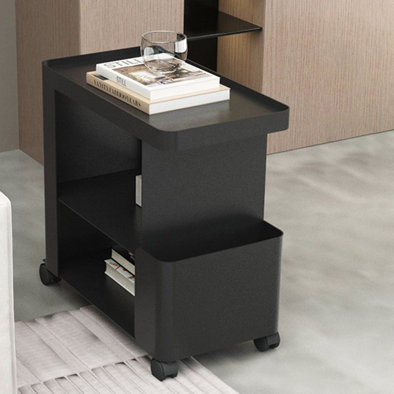 Modern Minimalist Removable Rectangular Iron Glass Side Table 3-Tier For Living Room