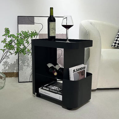Modern Minimalist Removable Rectangular Iron Glass Side Table 3-Tier For Living Room