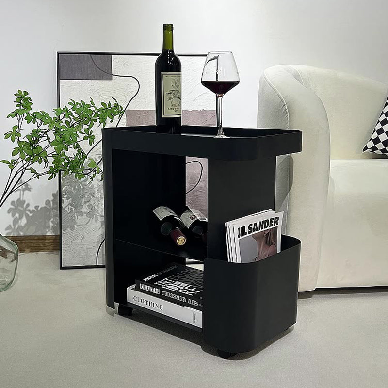Modern Minimalist Removable Rectangular Iron Glass Side Table 3-Tier For Living Room