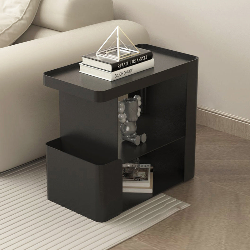 Modern Minimalist Removable Rectangular Iron Glass Side Table 3-Tier For Living Room