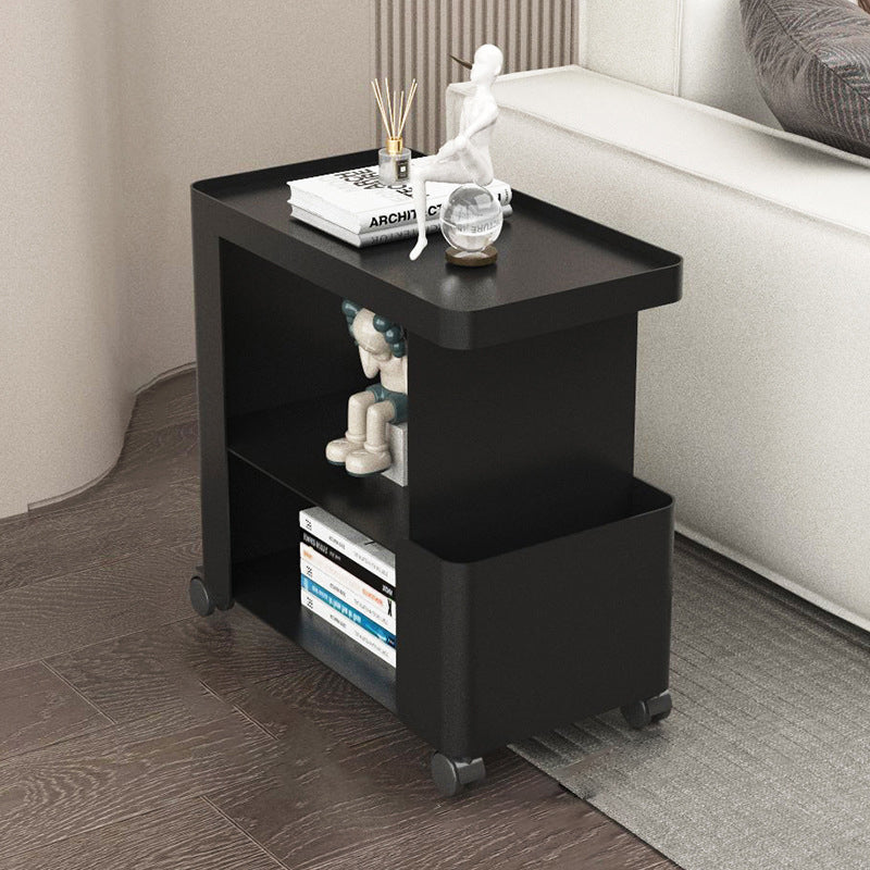 Modern Minimalist Removable Rectangular Iron Glass Side Table 3-Tier For Living Room