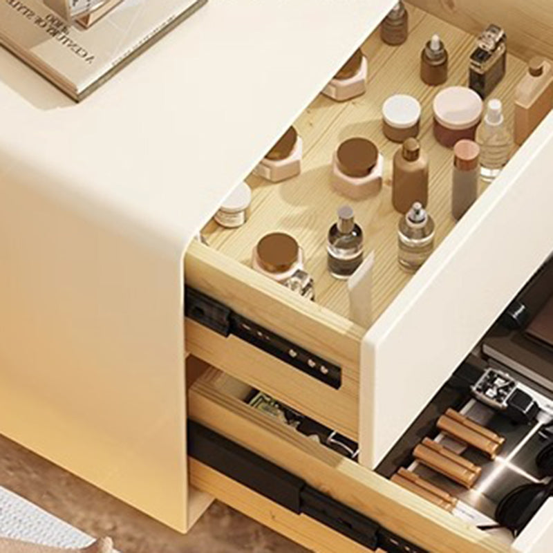 Mesita de noche moderna y minimalista rectangular/cuadrada de madera de pino y contrachapado con acabado de cuero Cat Scratch, 2 cajones, para dormitorio 