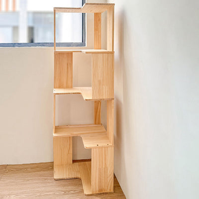 Modern Minimalist Corner Rectangle Wood Bookshelves 4/5 Shelves For Home Office