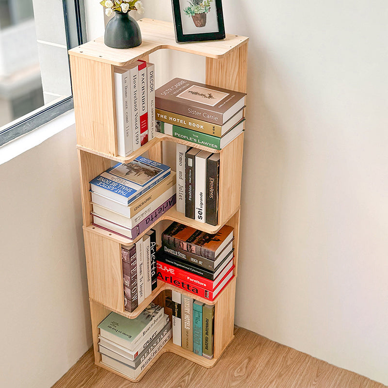 Modern Minimalist Corner Rectangle Wood Bookshelves 4/5 Shelves For Home Office