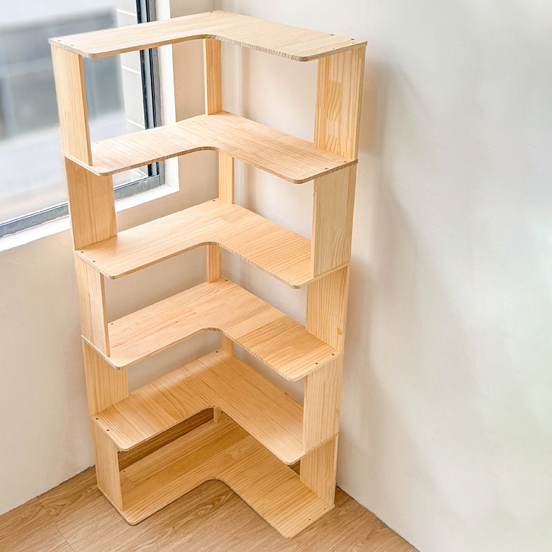 Modern Minimalist Corner Rectangle Wood Bookshelves 4/5 Shelves For Home Office