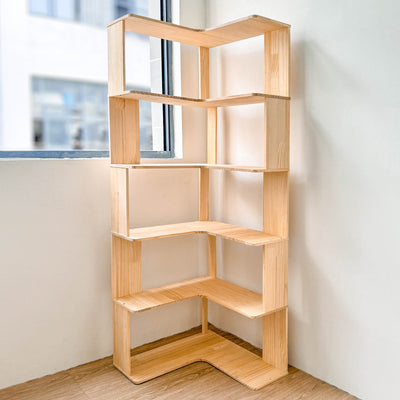 Modern Minimalist Corner Rectangle Wood Bookshelves 4/5 Shelves For Home Office