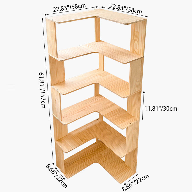 Modern Minimalist Corner Rectangle Wood Bookshelves 4/5 Shelves For Home Office
