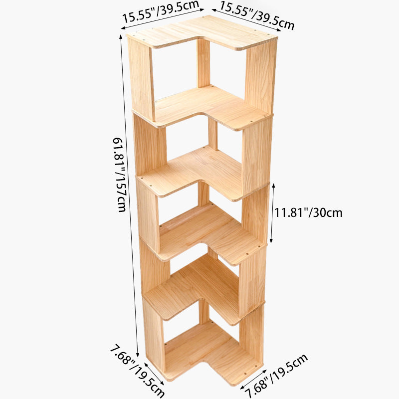 Modern Minimalist Corner Rectangle Wood Bookshelves 4/5 Shelves For Home Office