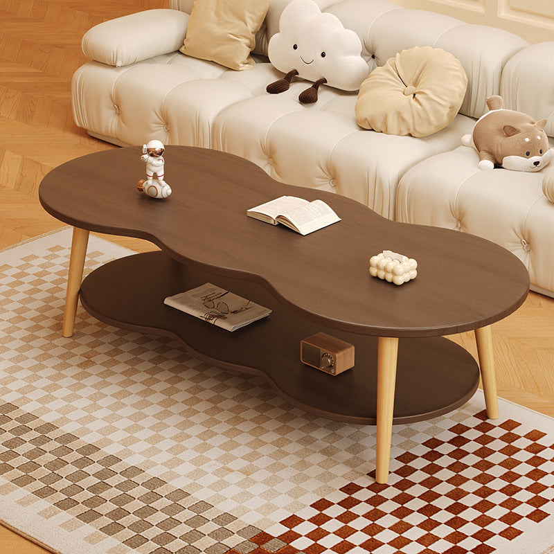 Moderner minimalistischer ovaler Couchtisch in Wolkenform aus Holz-MDF, 1/2 Ebenen, für das Wohnzimmer 