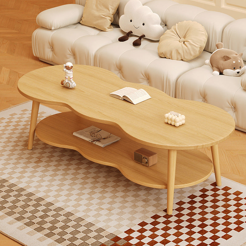 Moderner minimalistischer ovaler Couchtisch in Wolkenform aus Holz-MDF, 1/2 Ebenen, für das Wohnzimmer 