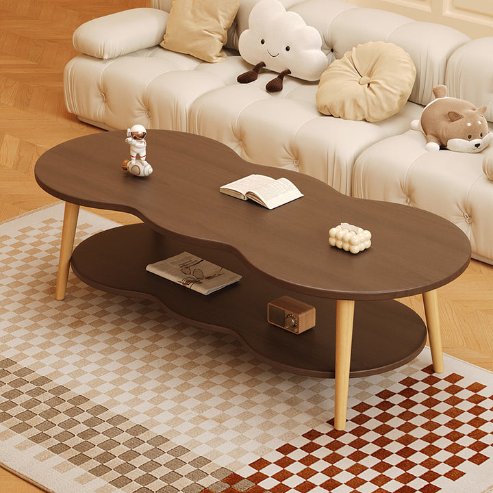 Moderner minimalistischer ovaler Couchtisch in Wolkenform aus Holz-MDF, 1/2 Ebenen, für das Wohnzimmer 
