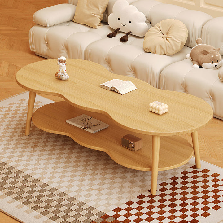 Moderner minimalistischer ovaler Couchtisch in Wolkenform aus Holz-MDF, 1/2 Ebenen, für das Wohnzimmer 