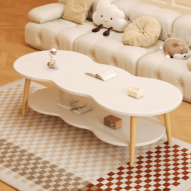 Moderner minimalistischer ovaler Couchtisch in Wolkenform aus Holz-MDF, 1/2 Ebenen, für das Wohnzimmer 