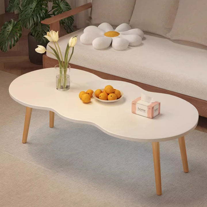 Moderner minimalistischer ovaler Couchtisch in Wolkenform aus Holz-MDF, 1/2 Ebenen, für das Wohnzimmer 