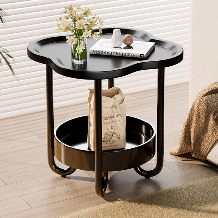 Modern Minimalist Clover Iron Side Table 2-Tier For Living Room