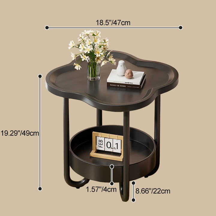 Modern Minimalist Clover Iron Side Table 2-Tier For Living Room