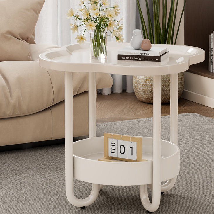 Modern Minimalist Clover Iron Side Table 2-Tier For Living Room