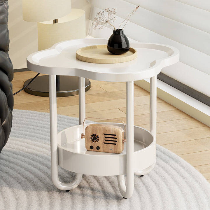 Modern Minimalist Clover Iron Side Table 2-Tier For Living Room
