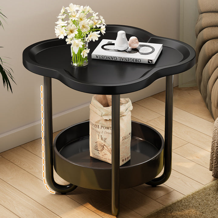 Modern Minimalist Clover Iron Side Table 2-Tier For Living Room