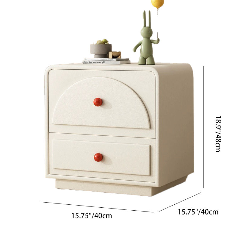 Contemporary Nordic Square Rectangle Wood Nightstand 2-Drawer For Bedroom
