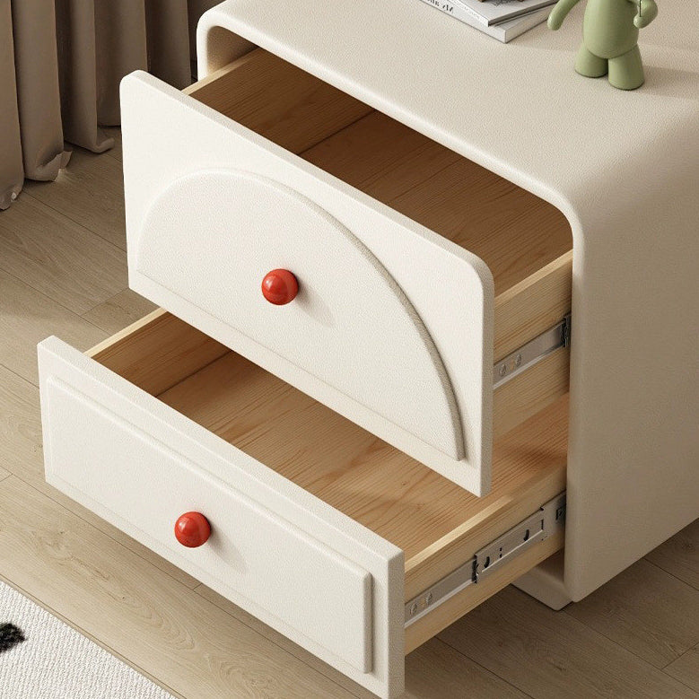 Contemporary Nordic Square Rectangle Wood Nightstand 2-Drawer For Bedroom