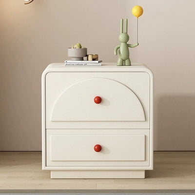 Contemporary Nordic Square Rectangle Wood Nightstand 2-Drawer For Bedroom