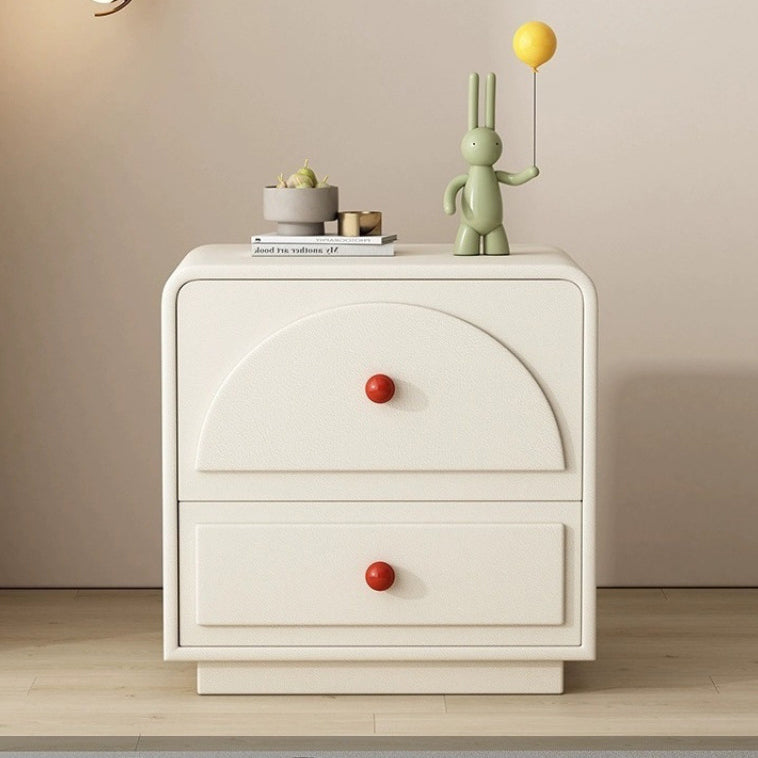 Contemporary Nordic Square Rectangle Wood Nightstand 2-Drawer For Bedroom