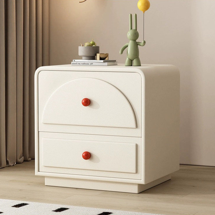 Contemporary Nordic Square Rectangle Wood Nightstand 2-Drawer For Bedroom