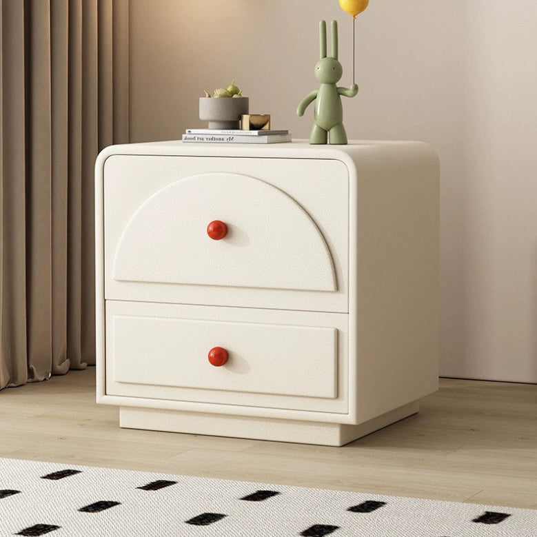 Contemporary Nordic Square Rectangle Wood Nightstand 2-Drawer For Bedroom