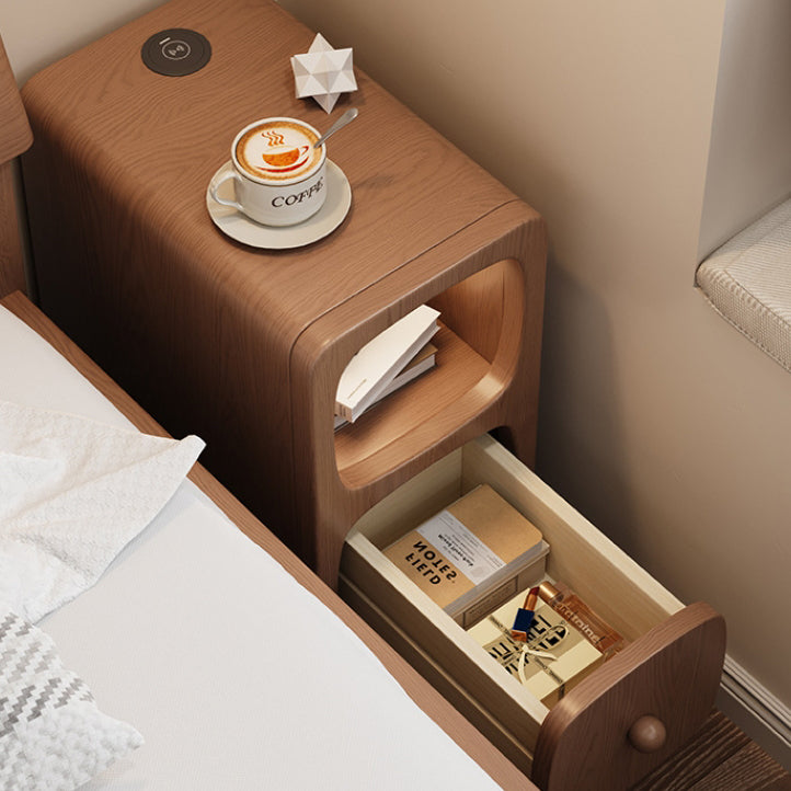 Modern Minimalist Rectangle Wood Nightstand 1-Drawer For Bedroom