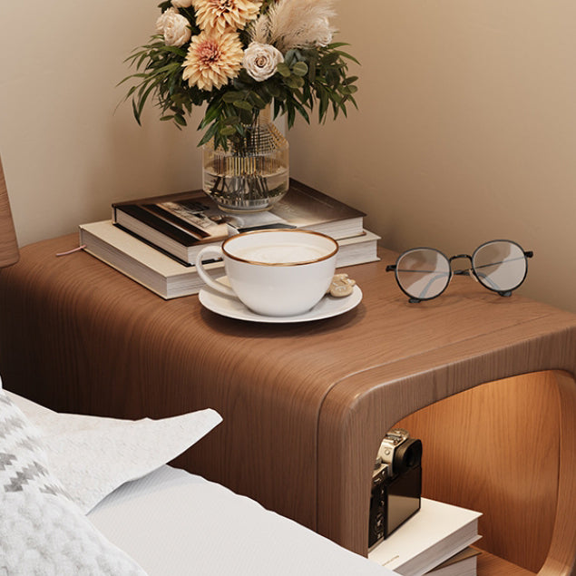 Modern Minimalist Rectangle Wood Nightstand 1-Drawer For Bedroom