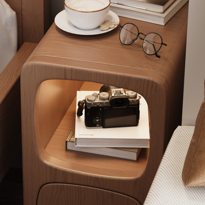 Modern Minimalist Rectangle Wood Nightstand 1-Drawer For Bedroom