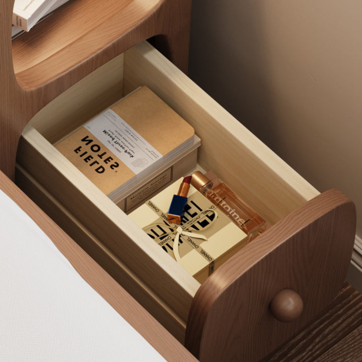Modern Minimalist Rectangle Wood Nightstand 1-Drawer For Bedroom