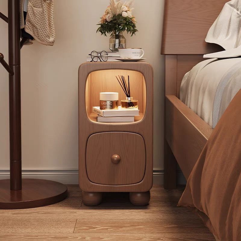 Modern Minimalist Rectangle Wood Nightstand 1-Drawer For Bedroom