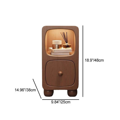 Modern Minimalist Rectangle Wood Nightstand 1-Drawer For Bedroom