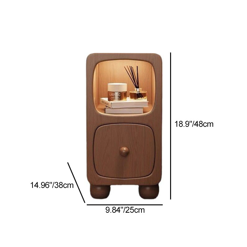 Modern Minimalist Rectangle Wood Nightstand 1-Drawer For Bedroom