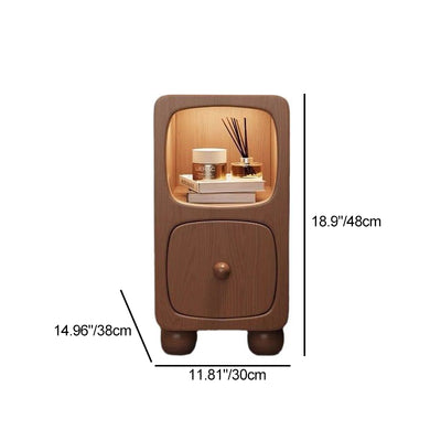 Modern Minimalist Rectangle Wood Nightstand 1-Drawer For Bedroom